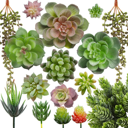 18pcs Mini Artificial Succulent Plant,Flocked Faux Succulent for Floral Wall Garden Arrangement Home Office Decor,Unpotted