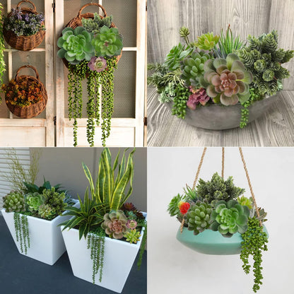 18pcs Mini Artificial Succulent Plant,Flocked Faux Succulent for Floral Wall Garden Arrangement Home Office Decor,Unpotted