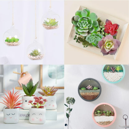 18pcs Mini Artificial Succulent Plant,Flocked Faux Succulent for Floral Wall Garden Arrangement Home Office Decor,Unpotted