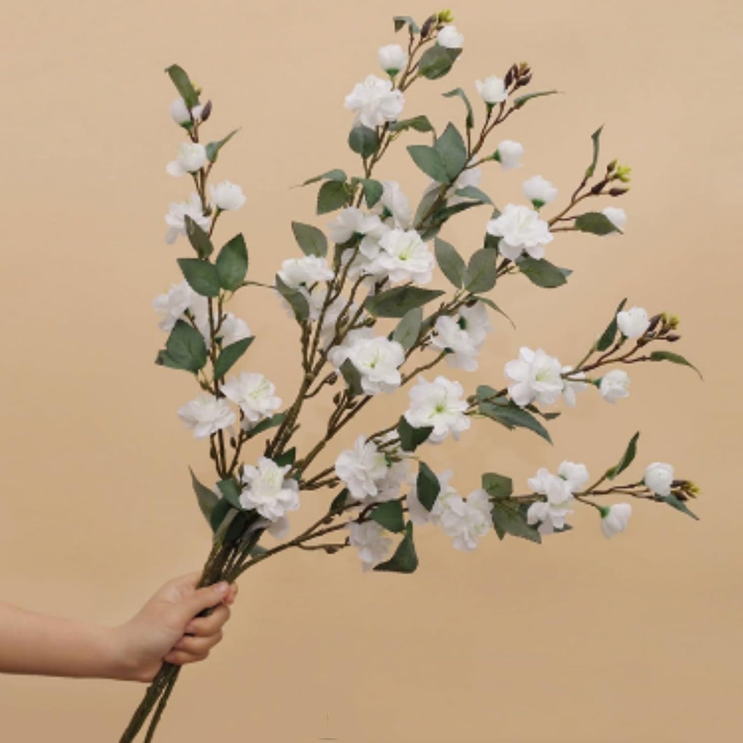 34.6” /88cm Artificial Camellia Bouquet, 4Pcs Faux Flowers Silk Touch Realistic Camellia Flowers, for Table Decorations, Weddings, Home, Office Decor (Orange)