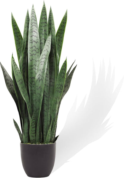 3FT Artificial Snake Plant, 35in Fake Sansevieria Indoor Outdoor