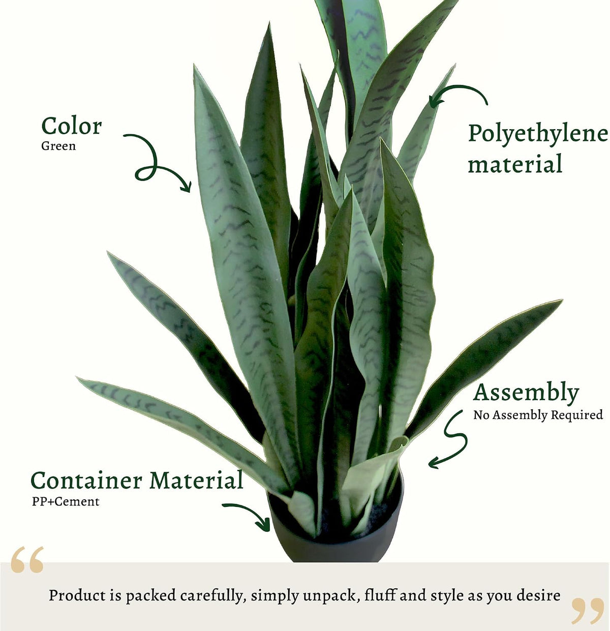 3FT Artificial Snake Plant, 35in Fake Sansevieria Indoor Outdoor