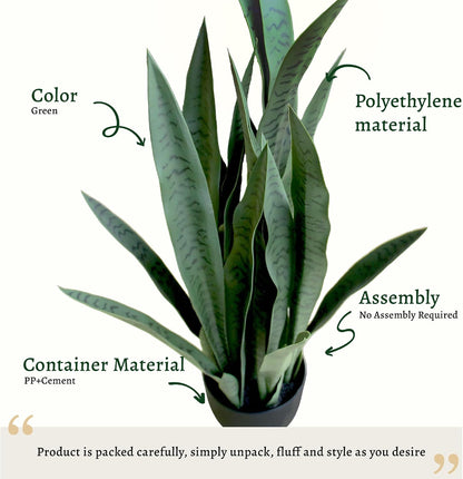 3FT Artificial Snake Plant, 35in Fake Sansevieria Indoor Outdoor