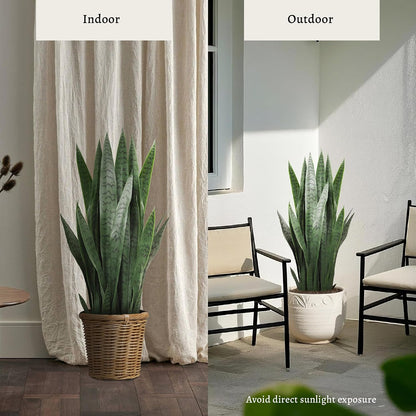 3FT Artificial Snake Plant, 35in Fake Sansevieria Indoor Outdoor