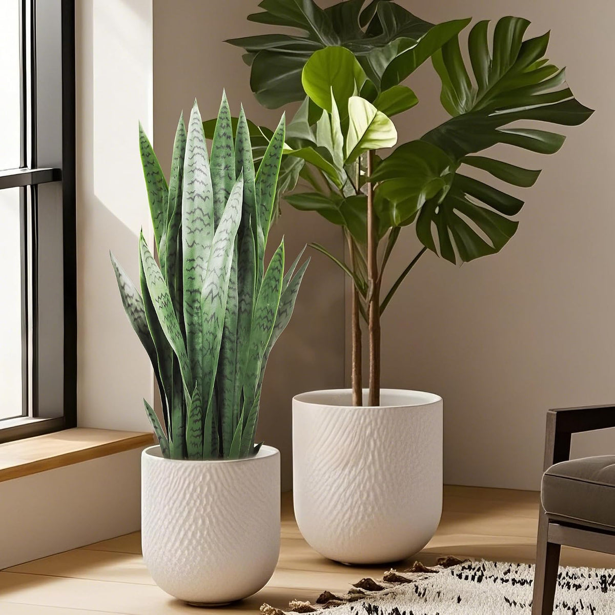 3FT Artificial Snake Plant, 35in Fake Sansevieria Indoor Outdoor