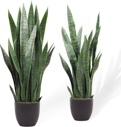 3FT Artificial Snake Plant, 35in Fake Sansevieria Indoor Outdoor