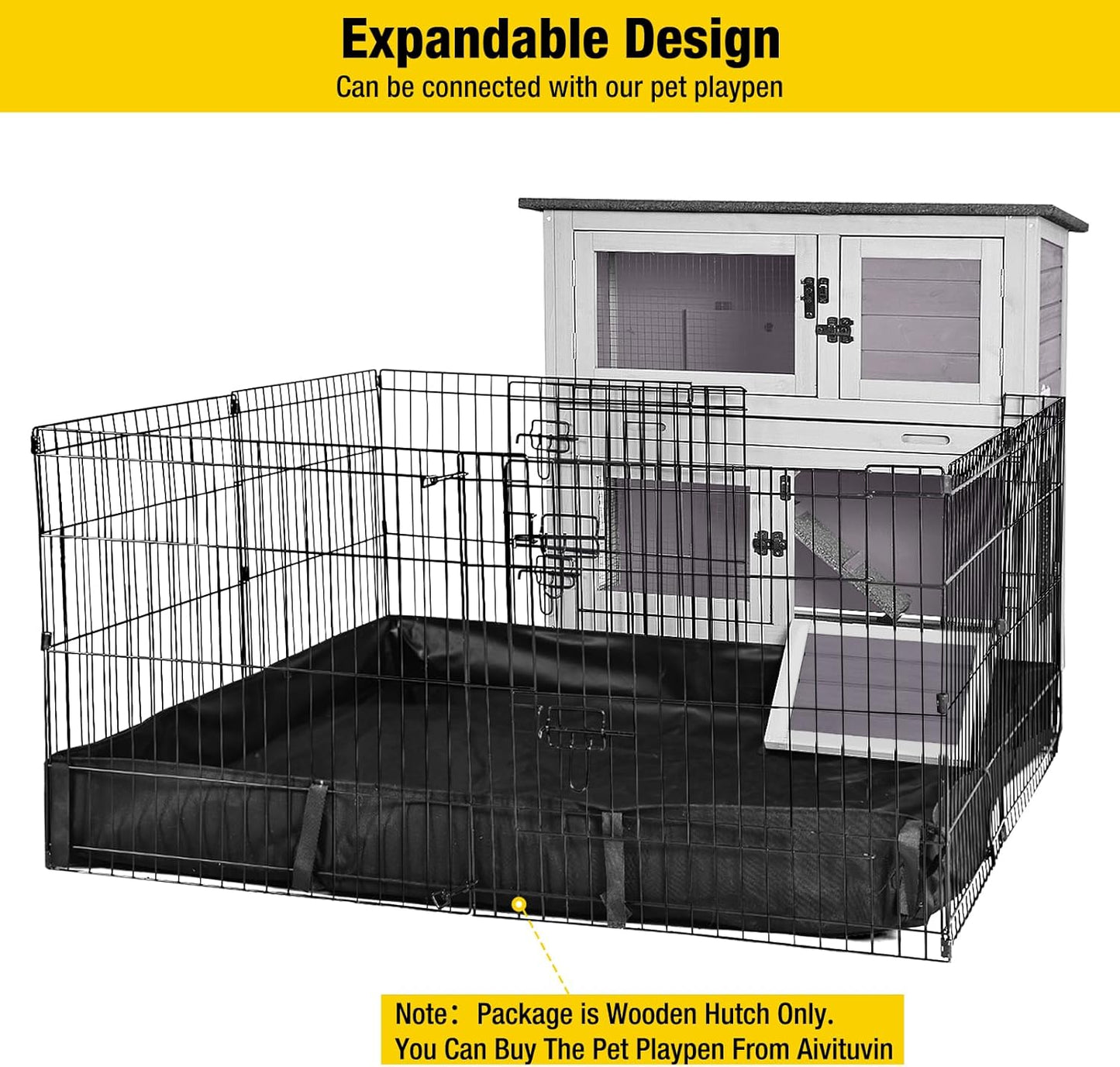 Pet Playpen Guinea Pig Cage Small Animal Rabbit Exercise Pen with Waterproof Floor Liner - Extension Playpen ONLY