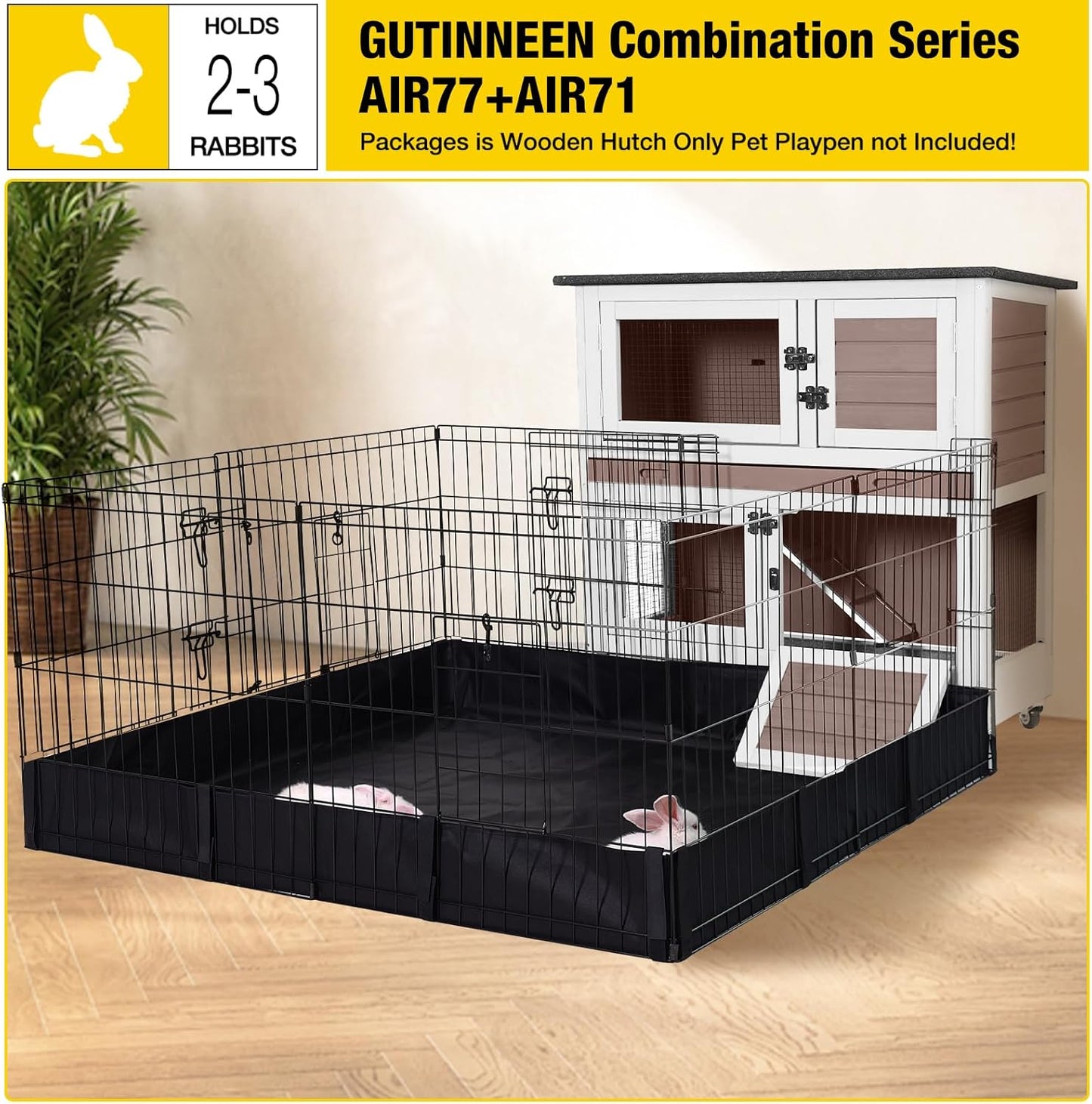 Pet Playpen Guinea Pig Cage Small Animal Rabbit Exercise Pen with Waterproof Floor Liner - Extension Playpen ONLY