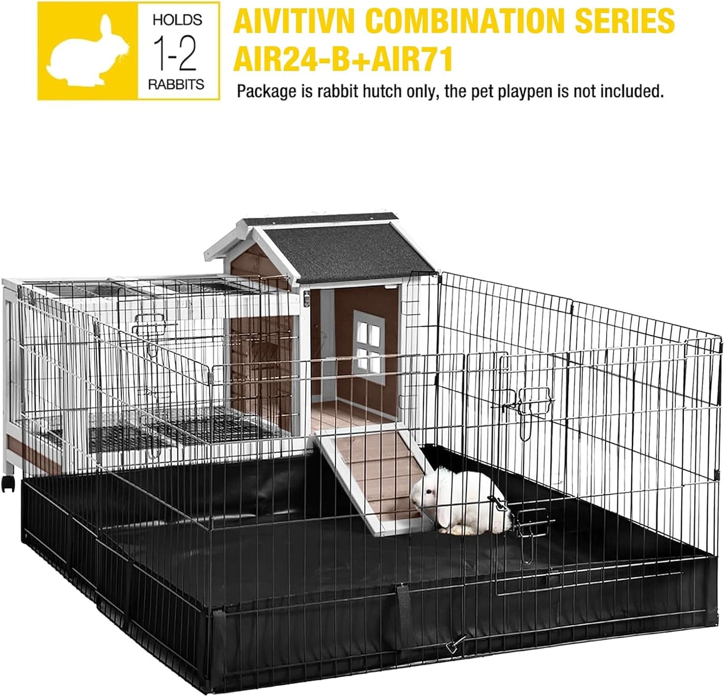 Pet Playpen Guinea Pig Cage Small Animal Rabbit Exercise Pen with Waterproof Floor Liner - Extension Playpen ONLY