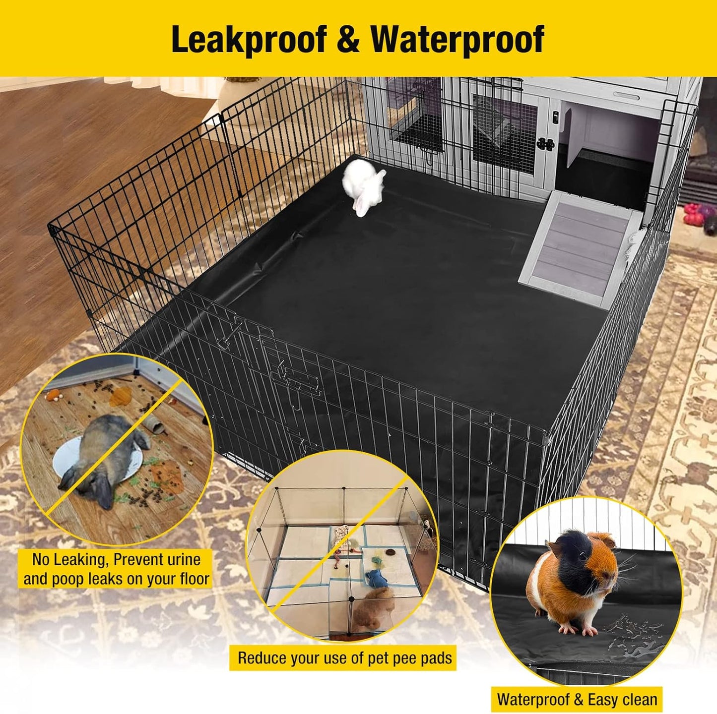 Pet Playpen Guinea Pig Cage Small Animal Rabbit Exercise Pen with Waterproof Floor Liner - Extension Playpen ONLY