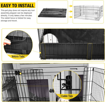 Pet Playpen Guinea Pig Cage Small Animal Rabbit Exercise Pen with Waterproof Floor Liner - Extension Playpen ONLY