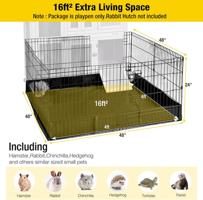 Pet Playpen Guinea Pig Cage Small Animal Rabbit Exercise Pen with Waterproof Floor Liner - Extension Playpen ONLY