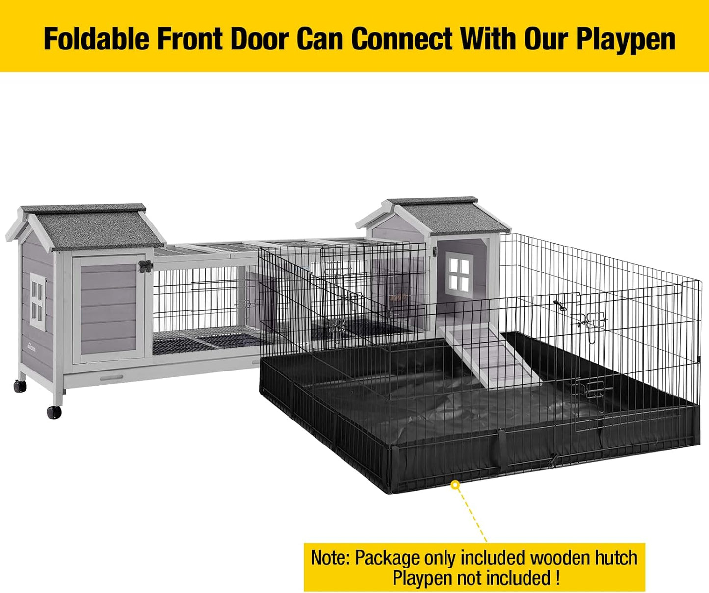 Pet Playpen Guinea Pig Cage Small Animal Rabbit Exercise Pen with Waterproof Floor Liner - Extension Playpen ONLY