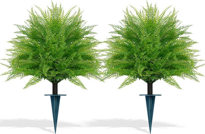 Artificial Cedar Topiary Trees with Ground Spike, 4 Pieces Fake Pine Shrubs Bushes, UV Resistant Faux Evergreen Cypress Tree Plants for Indoor Outdoor Planters Front Porch