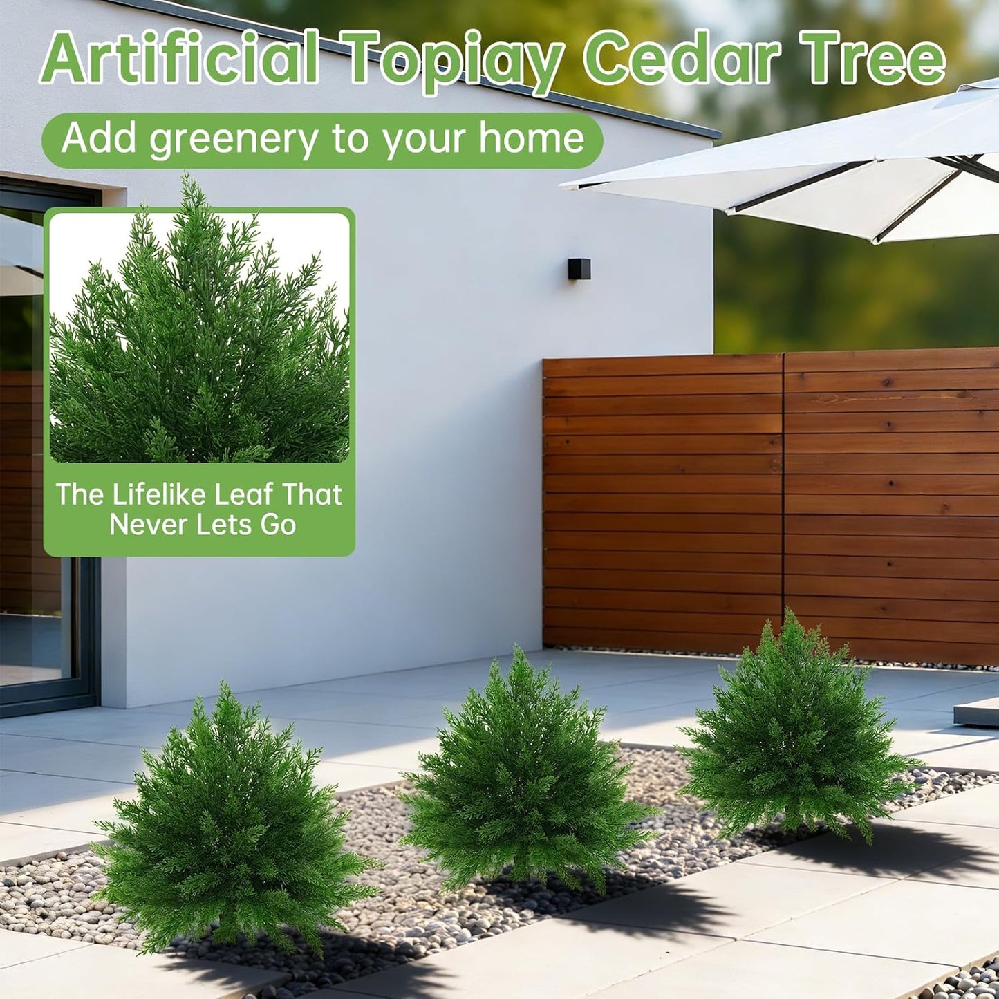 Artificial Cedar Topiary Trees with Ground Spike, 4 Pieces Fake Pine Shrubs Bushes, UV Resistant Faux Evergreen Cypress Tree Plants for Indoor Outdoor Planters Front Porch