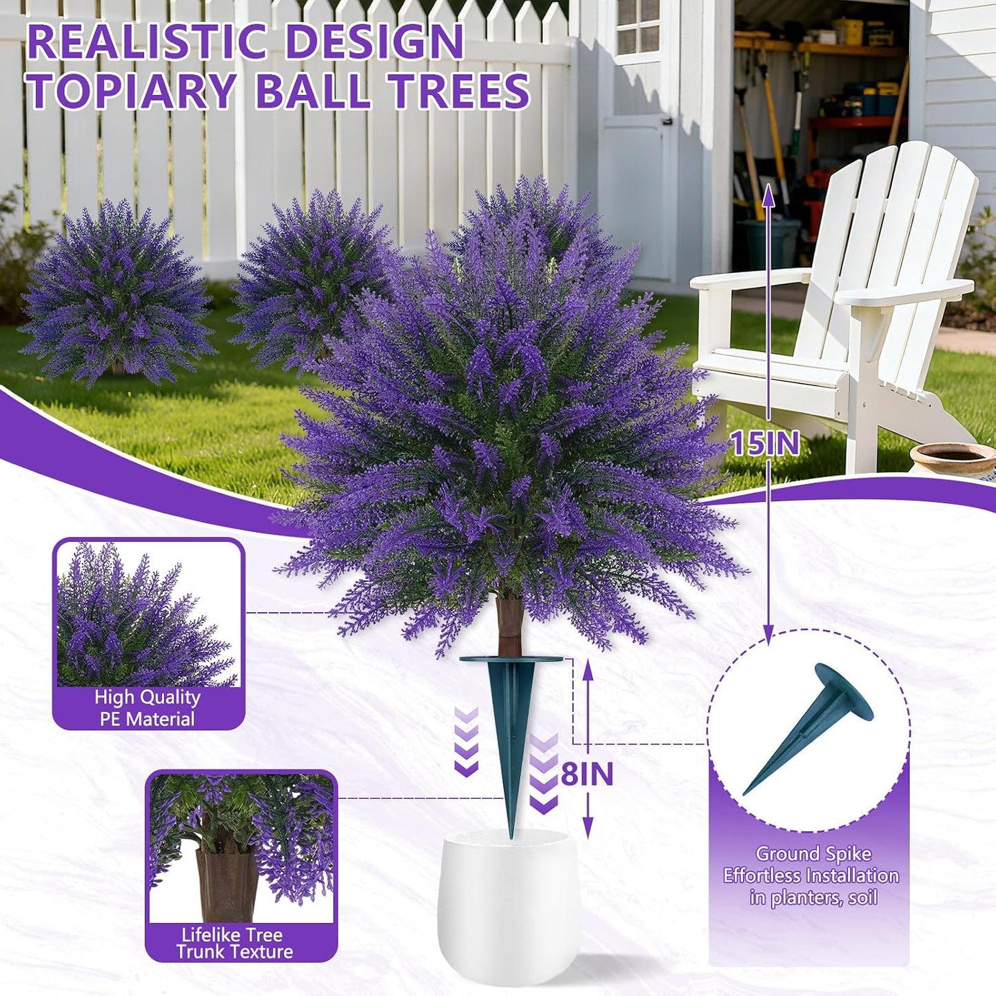 Artificial Cedar Topiary Trees with Ground Spike, 4 Pieces Fake Pine Shrubs Bushes, UV Resistant Faux Evergreen Cypress Tree Plants for Indoor Outdoor Planters Front Porch
