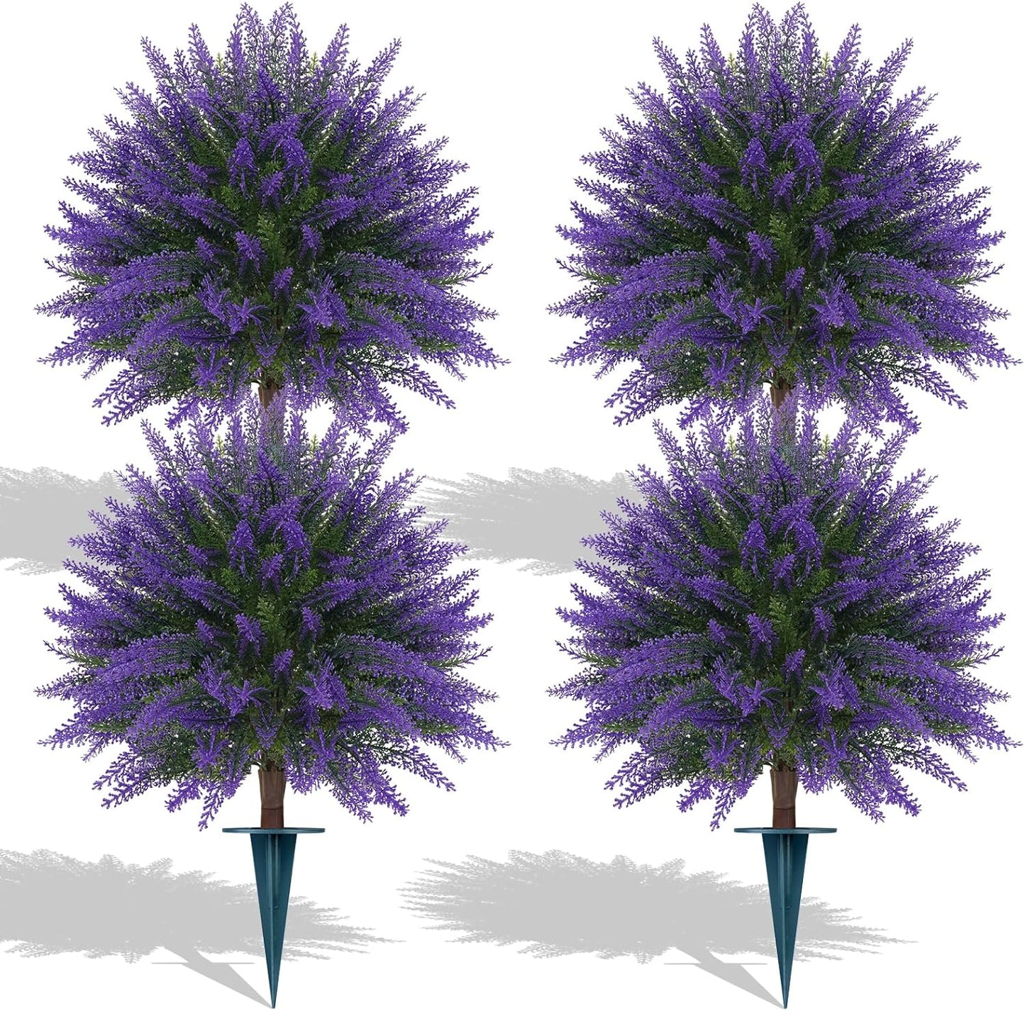 Artificial Cedar Topiary Trees with Ground Spike, 4 Pieces Fake Pine Shrubs Bushes, UV Resistant Faux Evergreen Cypress Tree Plants for Indoor Outdoor Planters Front Porch