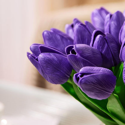 30 Pcs Tulips Artificial Flowers Fake Pink Flowers Latex Tulips Real Touch 13" Silk Flower for Spring Mother's Day Easter Gifts in Bulk Home Kitchen Wedding Decorations