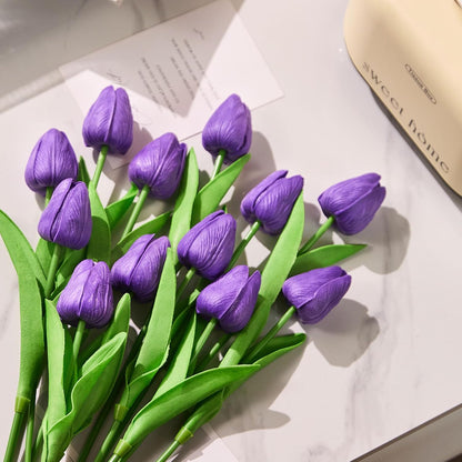 30 Pcs Tulips Artificial Flowers Fake Pink Flowers Latex Tulips Real Touch 13" Silk Flower for Spring Mother's Day Easter Gifts in Bulk Home Kitchen Wedding Decorations