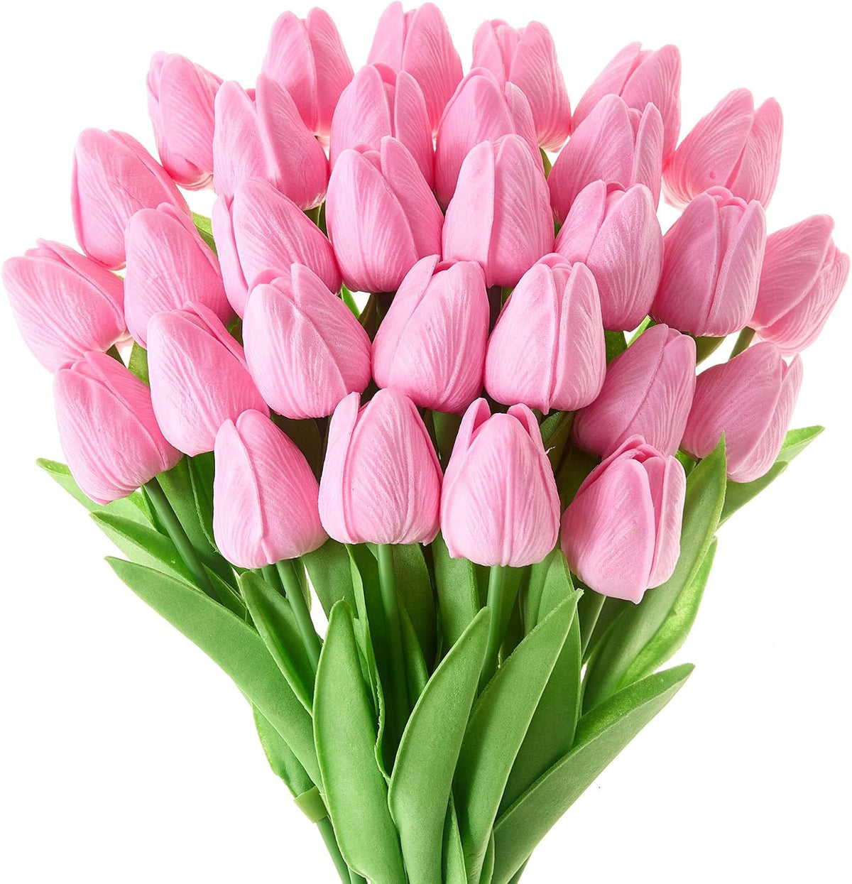 30 Pcs Tulips Artificial Flowers Fake Pink Flowers Latex Tulips Real Touch 13" Silk Flower for Spring Mother's Day Easter Gifts in Bulk Home Kitchen Wedding Decorations