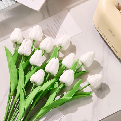 30 Pcs Tulips Artificial Flowers Fake Pink Flowers Latex Tulips Real Touch 13" Silk Flower for Spring Mother's Day Easter Gifts in Bulk Home Kitchen Wedding Decorations