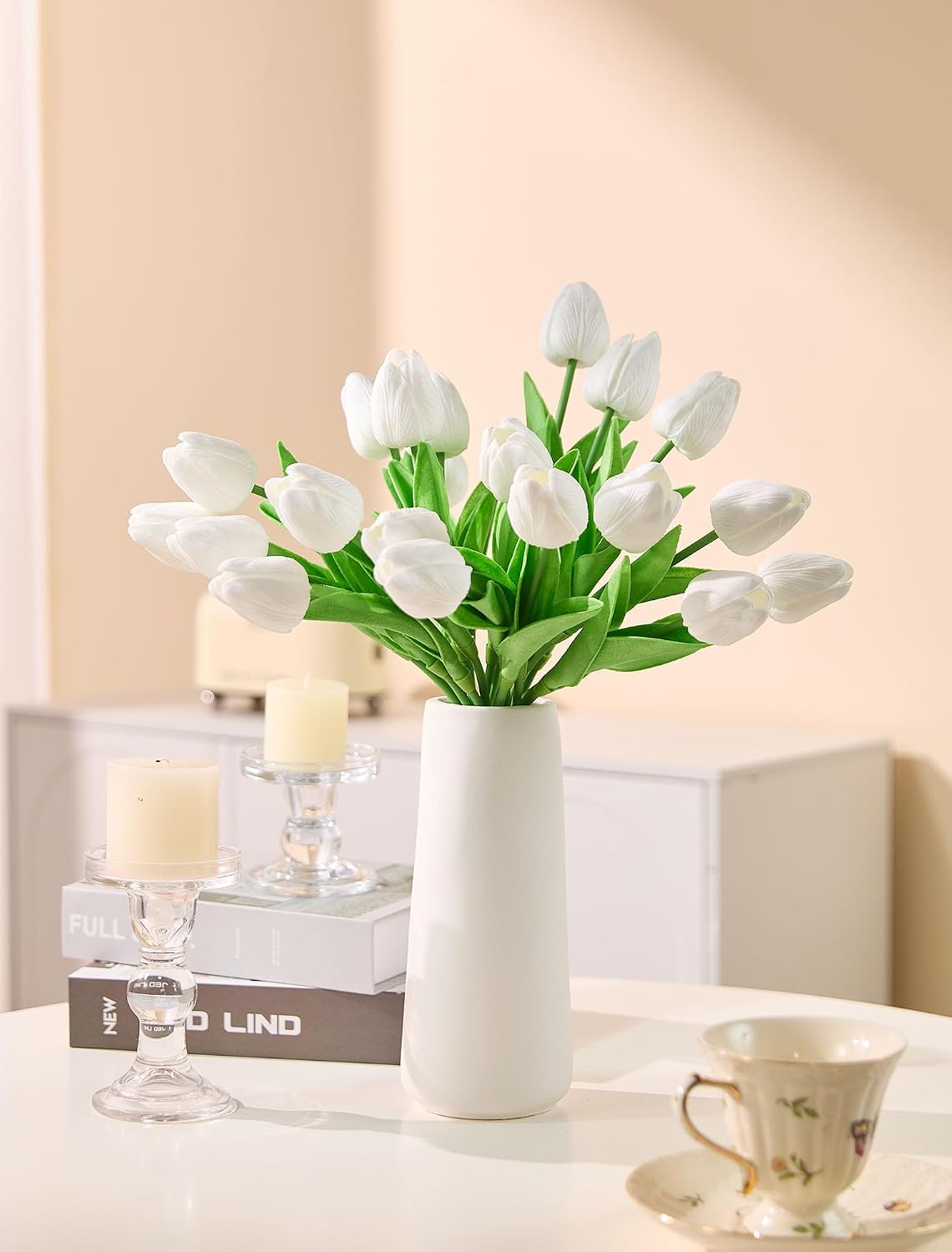 30 Pcs Tulips Artificial Flowers Fake Pink Flowers Latex Tulips Real Touch 13" Silk Flower for Spring Mother's Day Easter Gifts in Bulk Home Kitchen Wedding Decorations