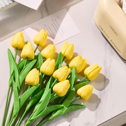 30 Pcs Tulips Artificial Flowers Fake Pink Flowers Latex Tulips Real Touch 13" Silk Flower for Spring Mother's Day Easter Gifts in Bulk Home Kitchen Wedding Decorations