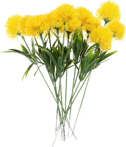 12 Pcs Faux Dandelion Ornaments Realistic Artificial Dandelion Flowers Yellow Faux Branches for Home Wedding Party Photo Props Decoration