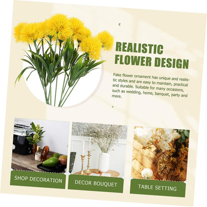 12 Pcs Faux Dandelion Ornaments Realistic Artificial Dandelion Flowers Yellow Faux Branches for Home Wedding Party Photo Props Decoration