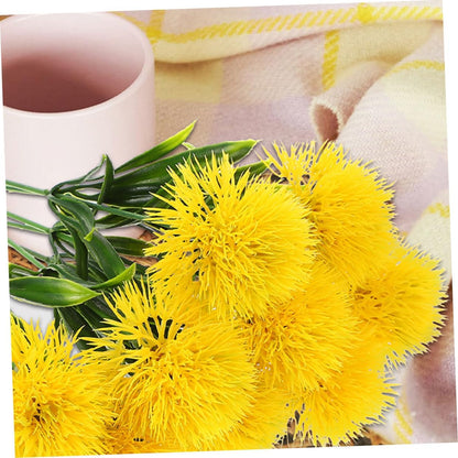 12 Pcs Faux Dandelion Ornaments Realistic Artificial Dandelion Flowers Yellow Faux Branches for Home Wedding Party Photo Props Decoration