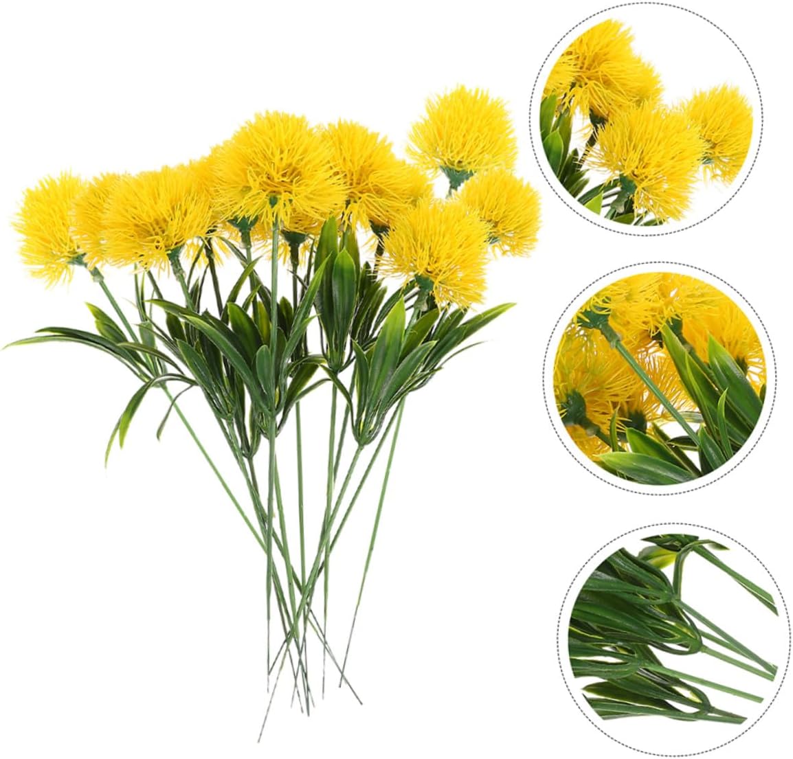 12 Pcs Faux Dandelion Ornaments Realistic Artificial Dandelion Flowers Yellow Faux Branches for Home Wedding Party Photo Props Decoration