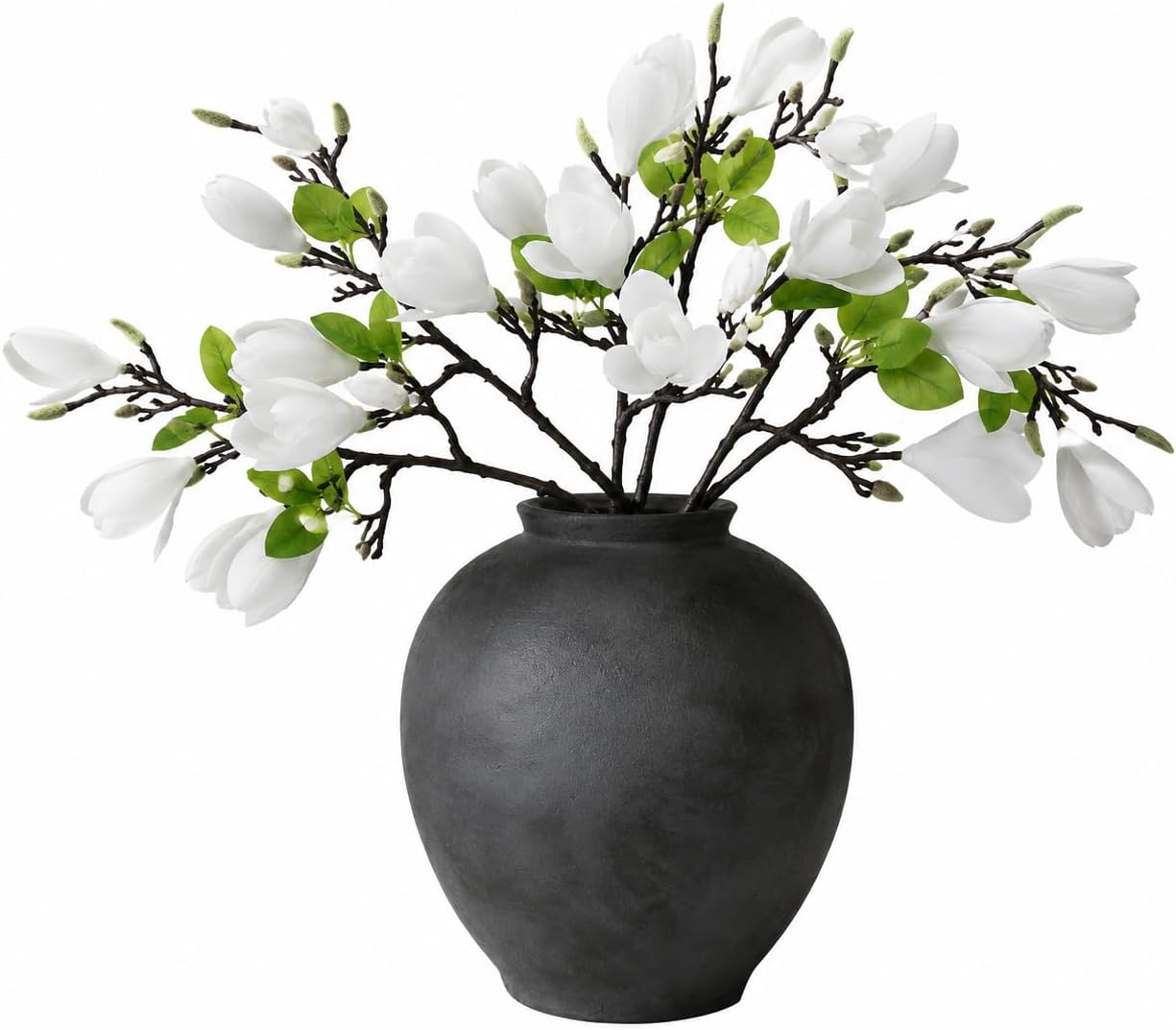 6 PCS Artificial Magnolia Flowers Stems | 19.1 Inch Fake White Flora Branches Realistic Home Decor Tall Vase Centerpiece Indoor Wedding Bouquet Filler
