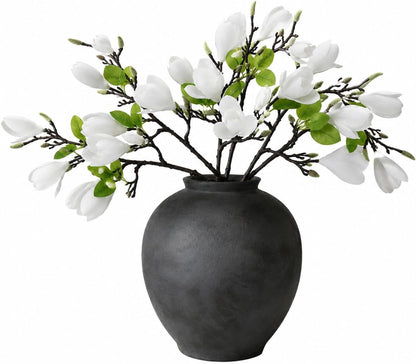 6 PCS Artificial Magnolia Flowers Stems | 19.1 Inch Fake White Flora Branches Realistic Home Decor Tall Vase Centerpiece Indoor Wedding Bouquet Filler