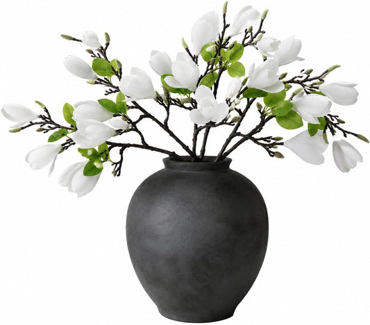 6 PCS Artificial Magnolia Flowers Stems | 19.1 Inch Fake White Flora Branches Realistic Home Decor Tall Vase Centerpiece Indoor Wedding Bouquet Filler