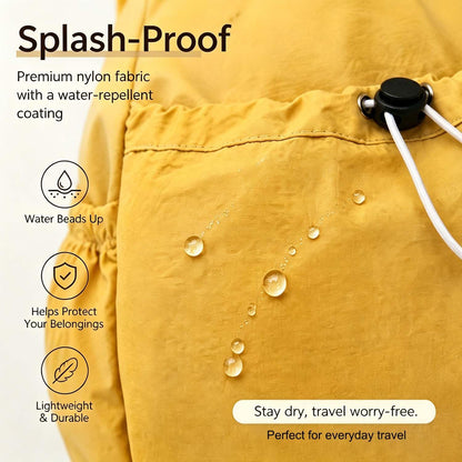 Drawstring Backpack for Women Men,Lightweight Foldable String Bag,Nylon Cinch Bag For Sports Gym Travel (Yellow)