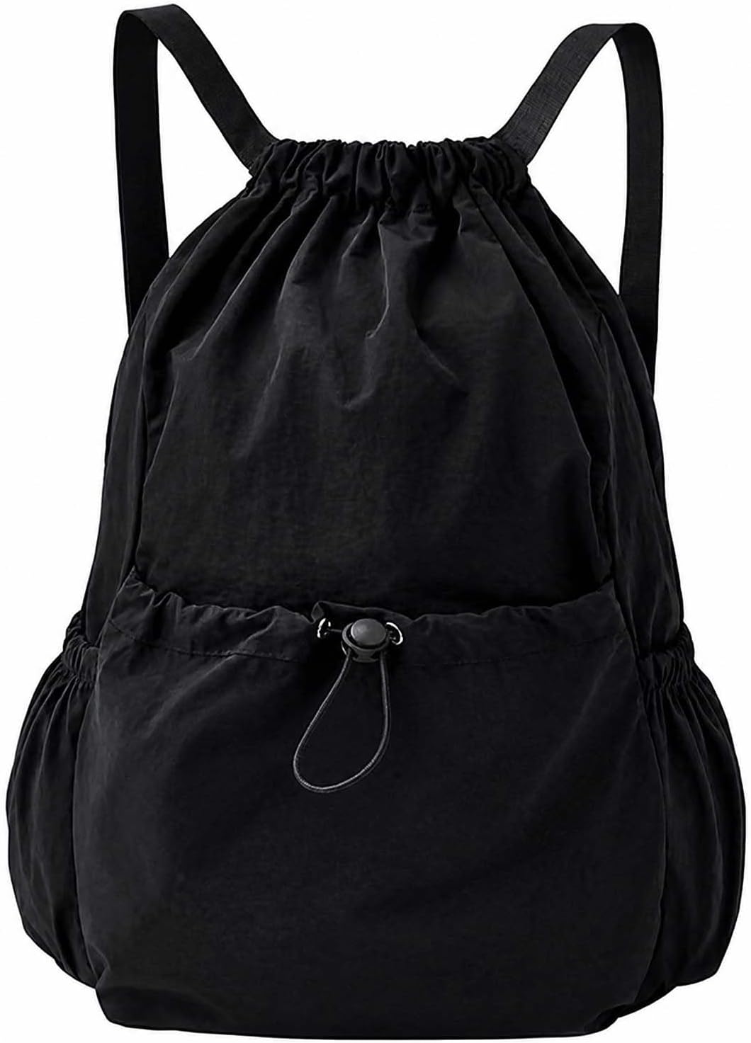 Drawstring Backpack for Women Men,Lightweight Foldable String Bag,Nylon Cinch Bag For Sports Gym Travel (Yellow)