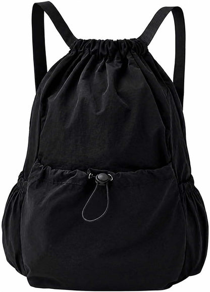 Drawstring Backpack for Women Men,Lightweight Foldable String Bag,Nylon Cinch Bag For Sports Gym Travel (Yellow)