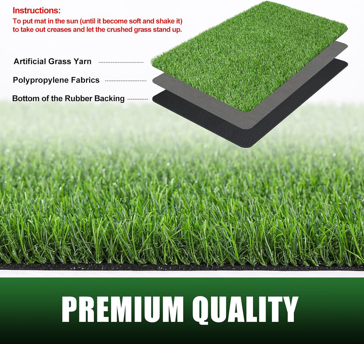 Artificial Grass Door Mat, Thick Turf Grass Dog Indoor/Outdoor Rug, 30"x20"