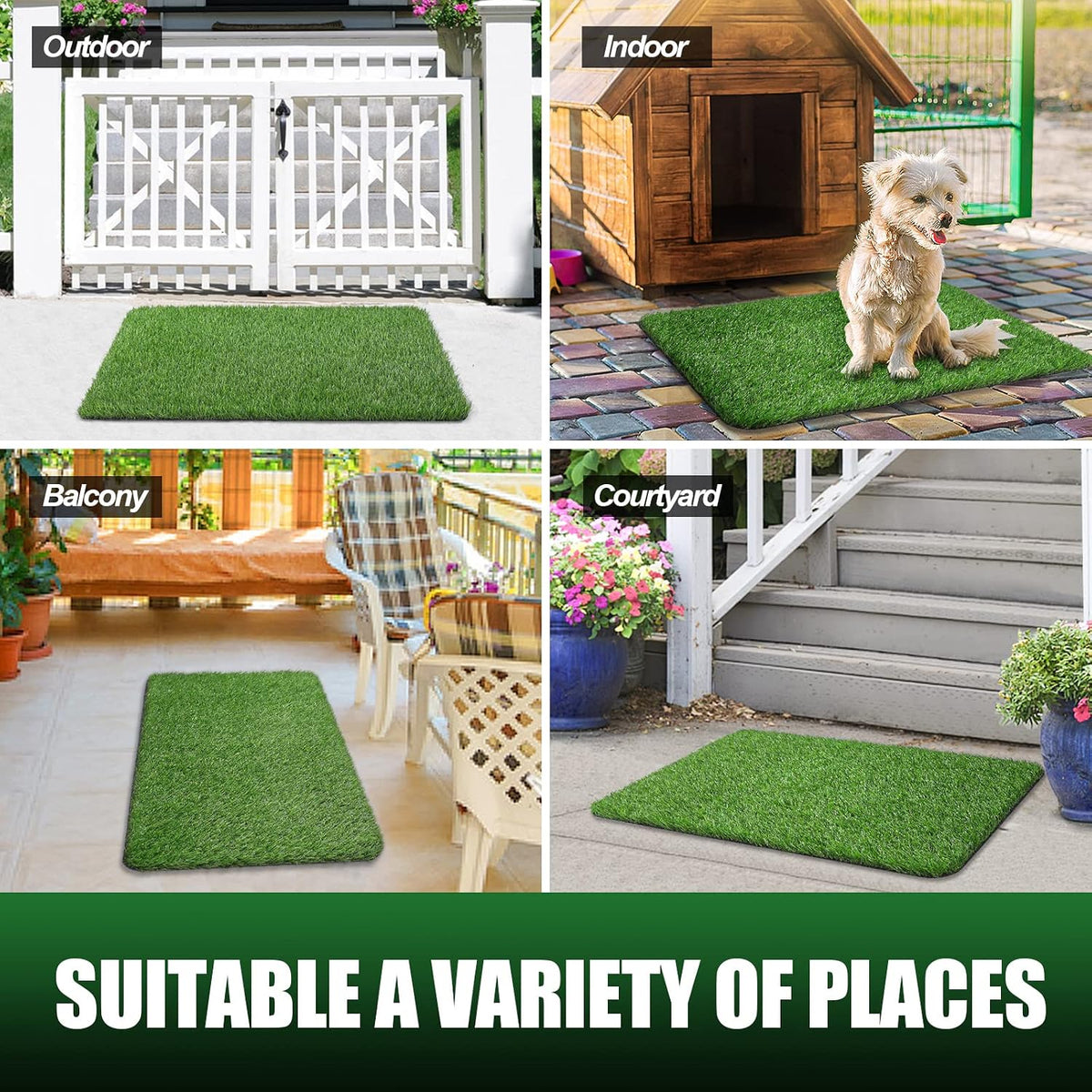 Artificial Grass Door Mat, Thick Turf Grass Dog Indoor/Outdoor Rug, 30"x20"