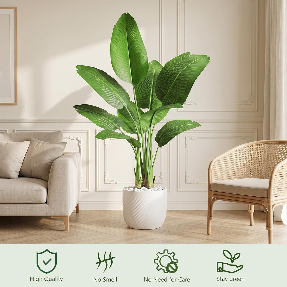 Birds of Paradise Artificial Plants Indoor, 4FT Fake Banana Tree