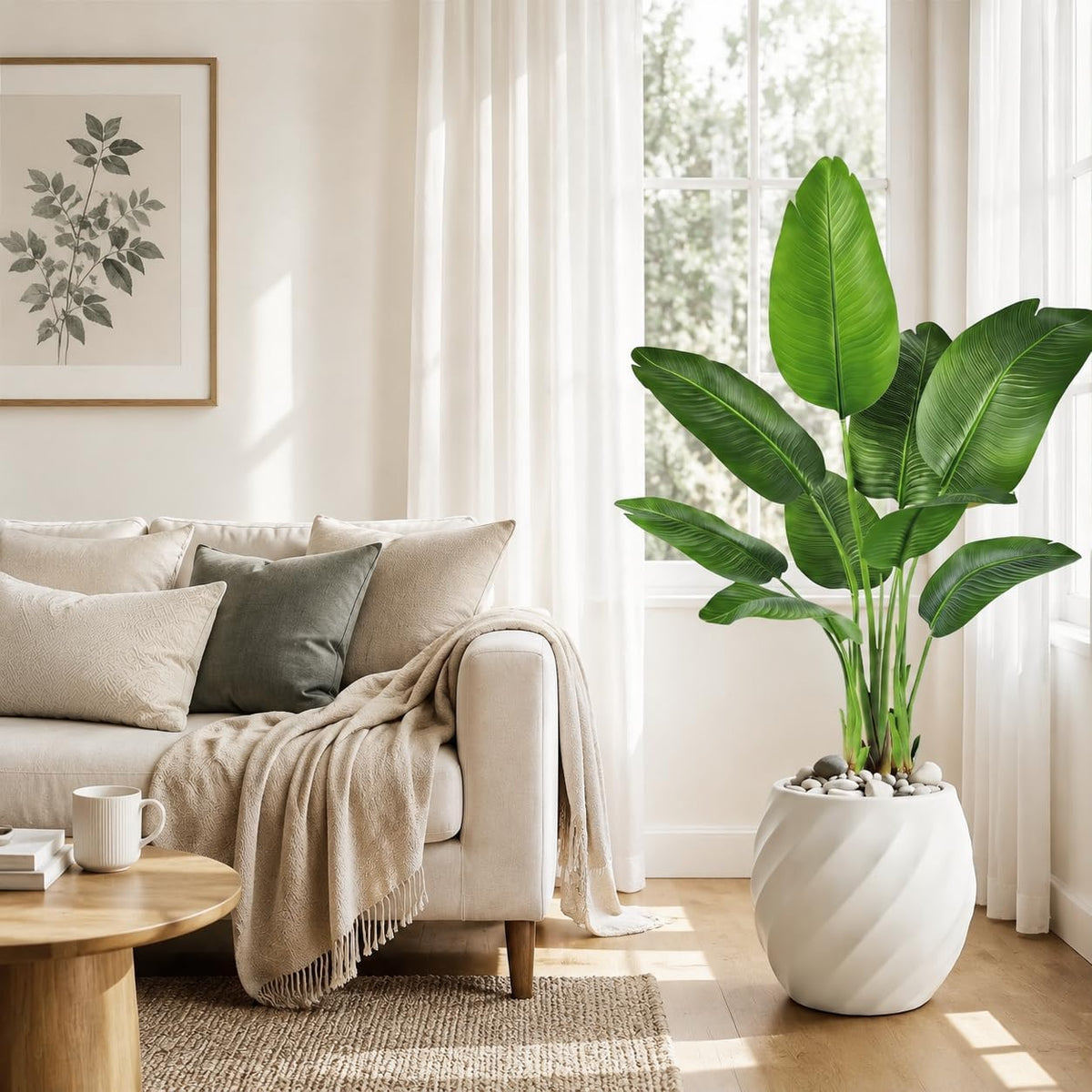 Birds of Paradise Artificial Plants Indoor, 4FT Fake Banana Tree