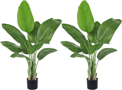 Birds of Paradise Artificial Plants Indoor, 4FT Fake Banana Tree