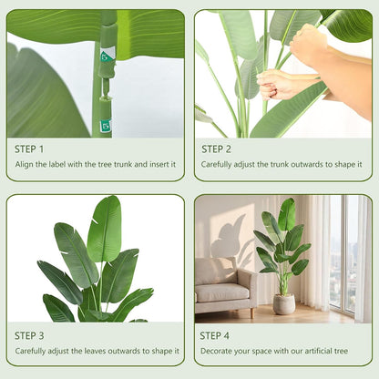 Birds of Paradise Artificial Plants Indoor, 4FT Fake Banana Tree