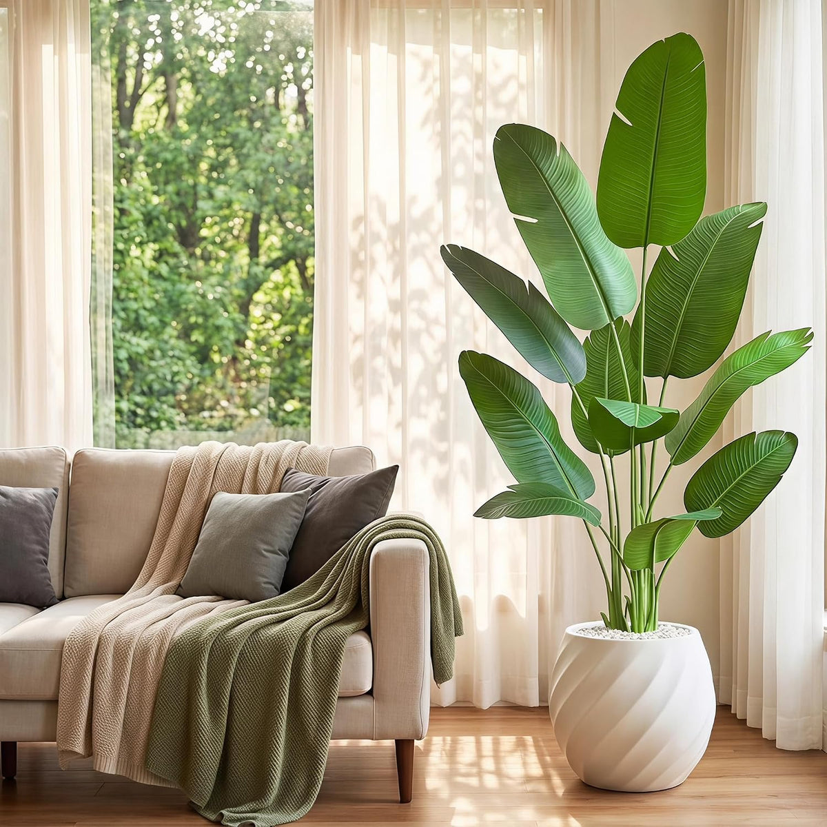 Birds of Paradise Artificial Plants Indoor, 4FT Fake Banana Tree