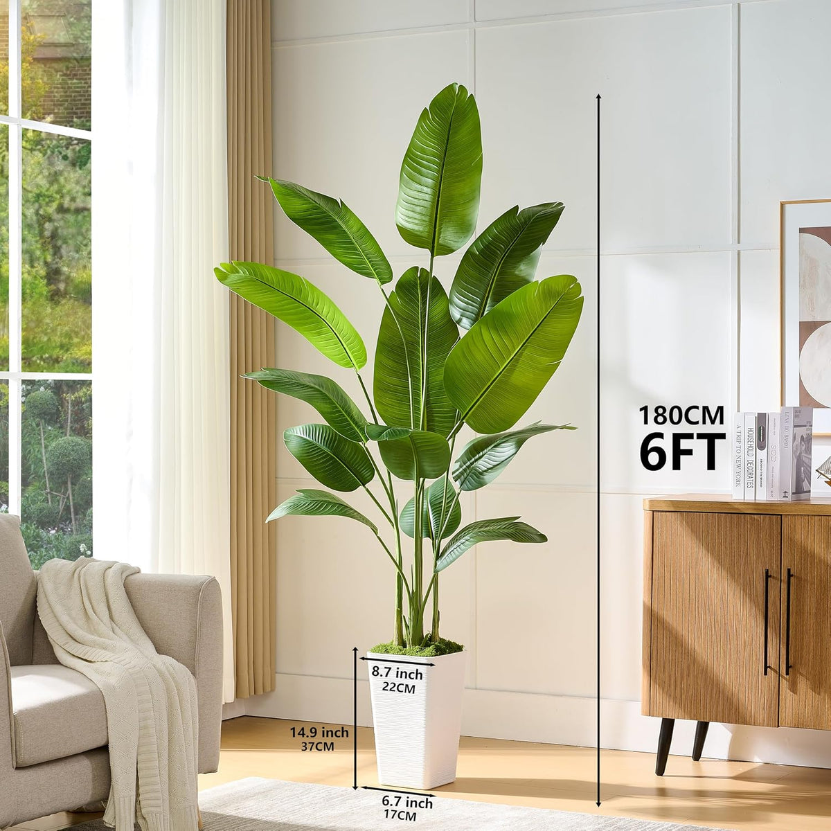 Birds of Paradise Artificial Plants Indoor, 4FT Fake Banana Tree