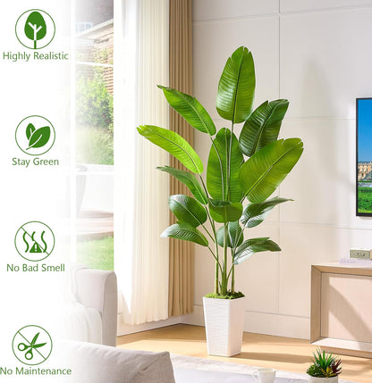 Birds of Paradise Artificial Plants Indoor, 4FT Fake Banana Tree