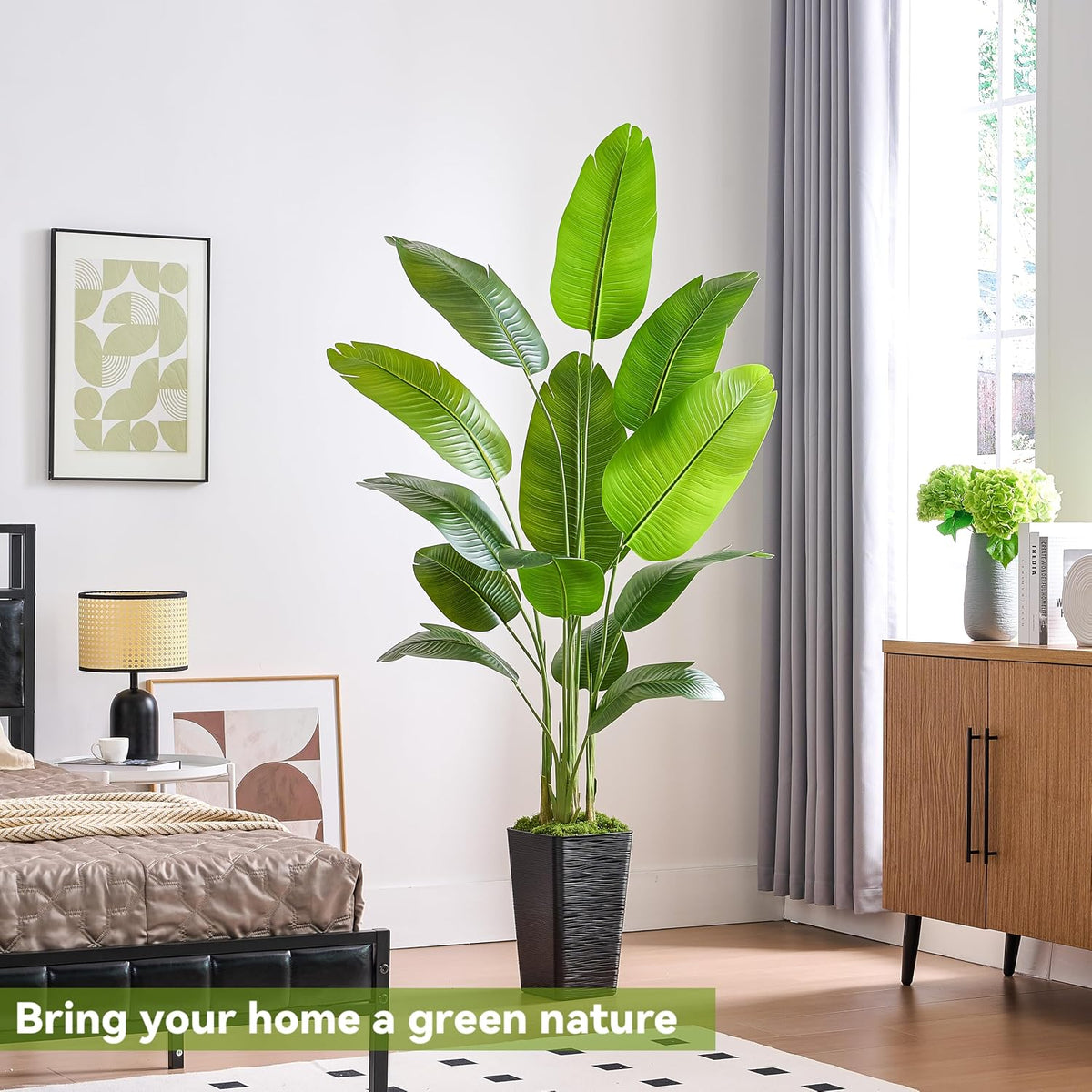 Birds of Paradise Artificial Plants Indoor, 4FT Fake Banana Tree
