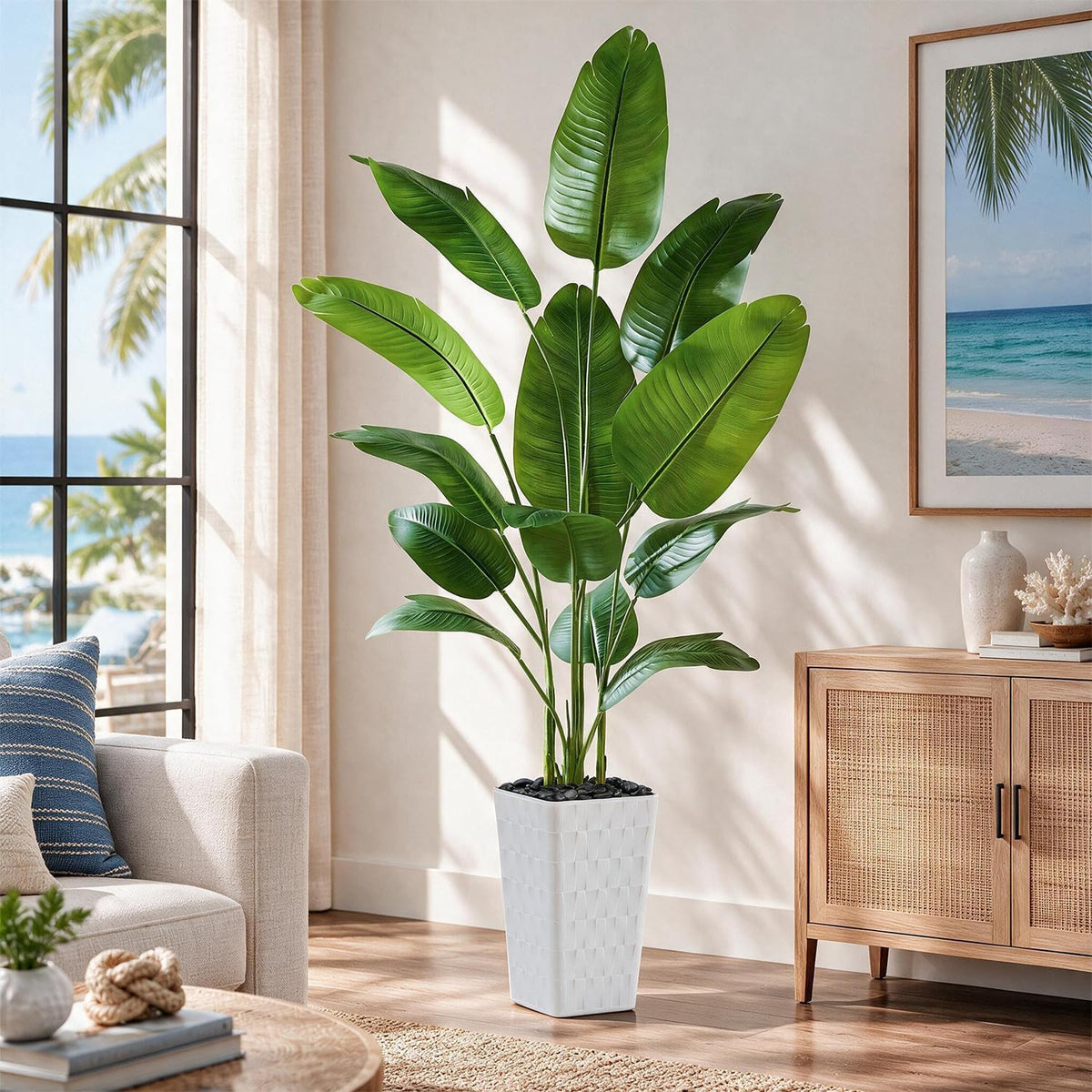 Birds of Paradise Artificial Plants Indoor, 4FT Fake Banana Tree