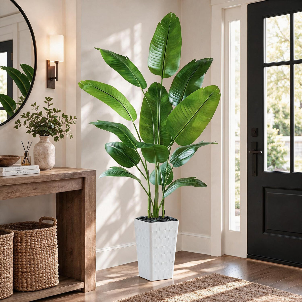 Birds of Paradise Artificial Plants Indoor, 4FT Fake Banana Tree