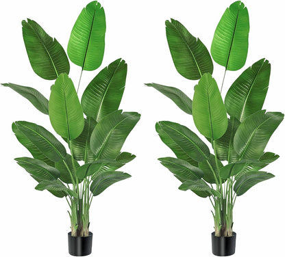 Birds of Paradise Artificial Plants Indoor, 4FT Fake Banana Tree